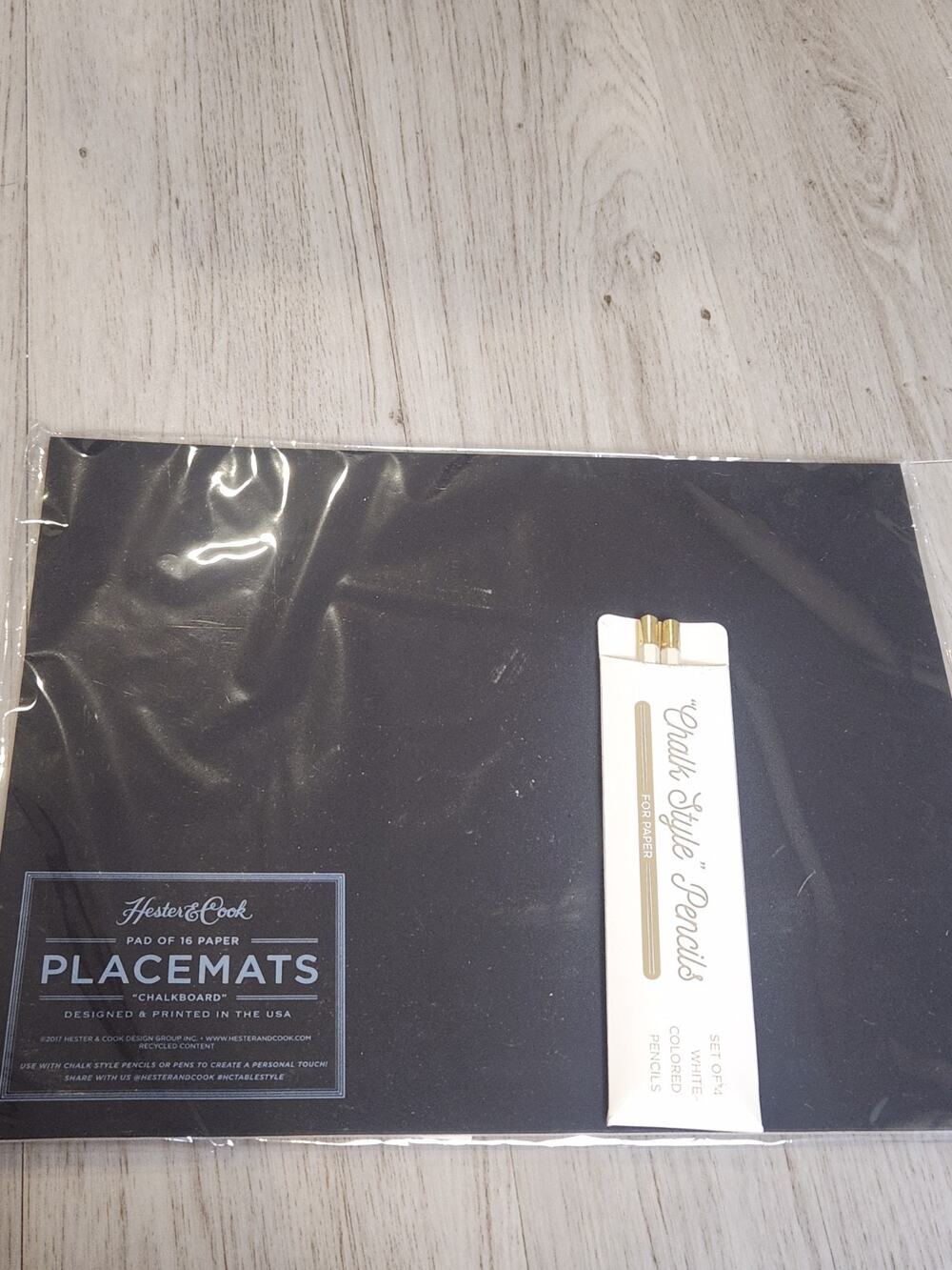 Hester & Cook Chalkboard Paper Placemats 16 Sealed + 2 White Pencils